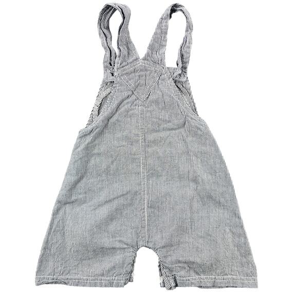 Vintage Overalls Disney Baby 12 mo Mickey Mouse Hickory Striped Bib Style Shorts - Picture 2 of 9